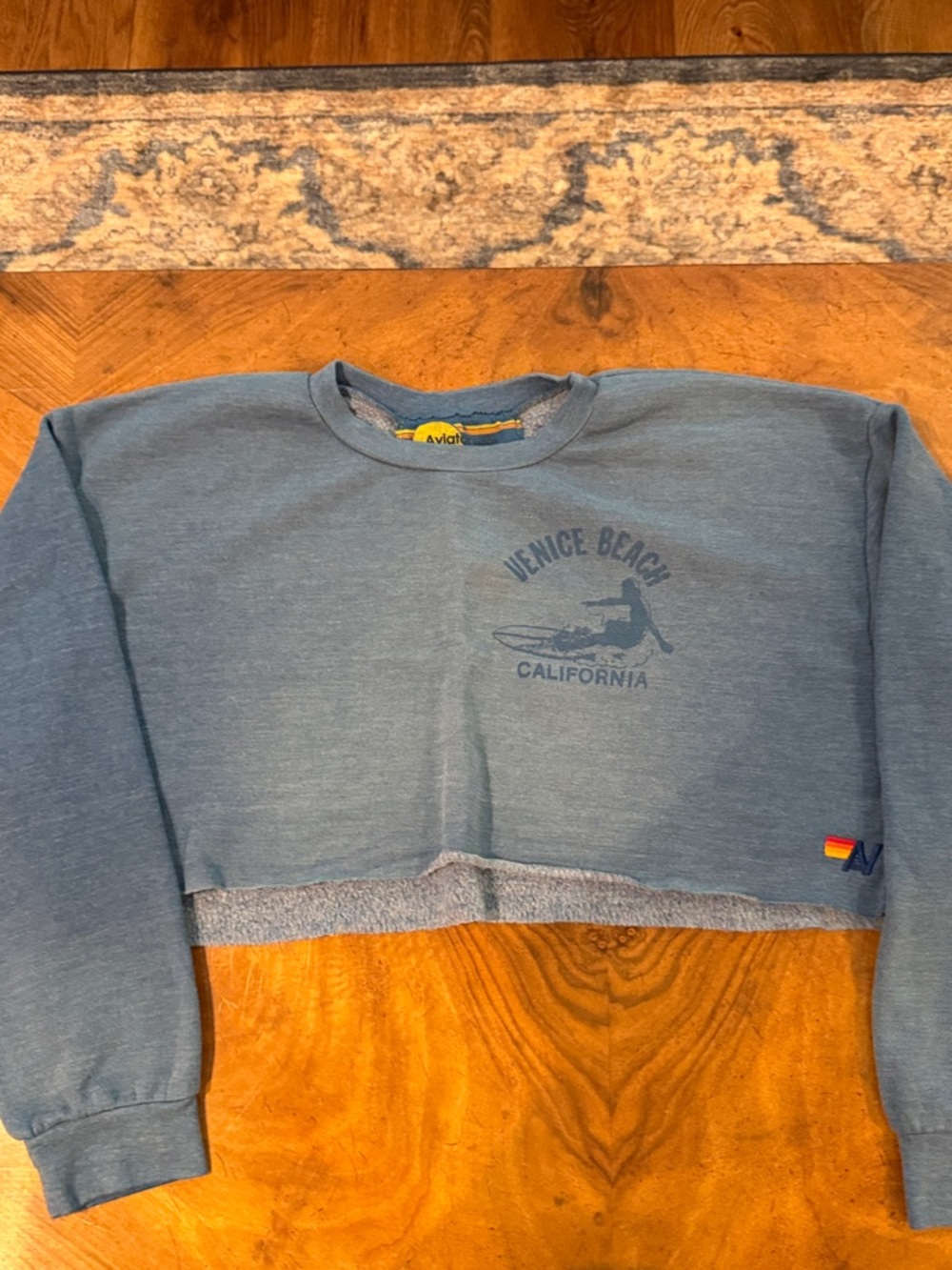 Aviator Nation Blue Venice Beach California Cropped Sweatshirt